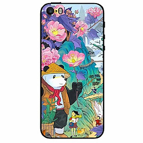 Ốp lưng dành cho Iphone 5/5s/5se mẫu Gấu Cầm Hoa