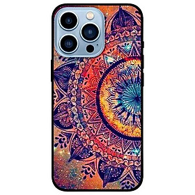 Ốp lưng dành cho Iphone 13 Mini - Iphone 13 - Iphone 13 Pro -  Iphone 13 Pro Max - Hoạ Tiết Mandala Đen Cam