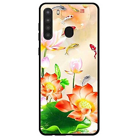 Ốp lưng dành cho Samsung Galaxy A21 mẫu Sen Đỏ Và Koi