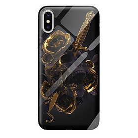 Ốp kính cường lực cho iPhone XS MAX nền hoa vàng 1 - Hàng chính hãng