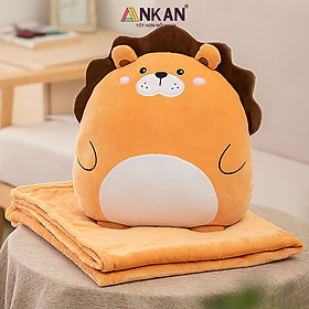 Bộ chăn gối văn phòng 3 trong 1 kiểu Sư Tử Bờm Nâu Độc Đáo