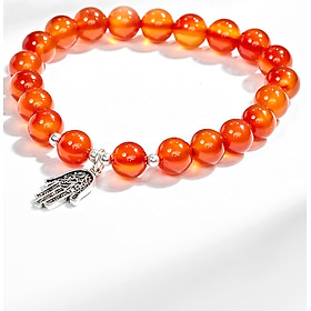 Vòng tay đá thiên nhiên phối bàn tay hamsa bạc - Ngọc Quý Gemstones