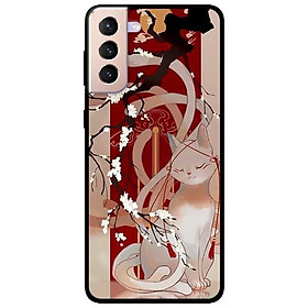 Ốp lưng dành cho Samsung Galaxy S21 - S21 Plus - S21 Ultra - mẫu Mèo Cành Hoa Đàoo
