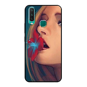 Ốp Lưng in cho Vivo Y15 Mẫu Cô Gái Hôn Bông Hoa - Hàng Chính Hãng