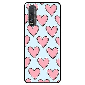 Ốp lưng dành cho Oppo A5 ( 2020 ) - A9 ( 2020 ) - Find X2 - F11 Pro mẫu Tim Hồng Nền Xanh