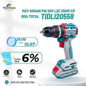 MÁY KHOAN PIN 20V 55NM CÓ BÚA TIDLI20558 TOTAL - HÀNG CHÍNH HÃNG
