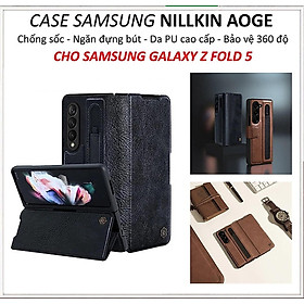 Bao da cho Samsung Galaxy Z Fold 6, Z Fold 5 có ngăn đựng S-Pen hiệu Nillkin (bảo vệ máy cực tốt, chất liệu da thật cao cấp, thiết kế thời trang cá tính) - Hàng chính hãng