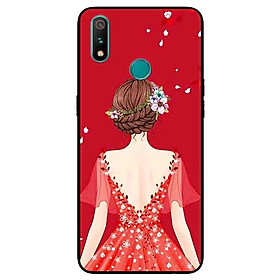 Ốp Lưng in cho Realme 3 Pro Mẫu Cô Gái Váy Đỏ - Hàng Chính Hãng