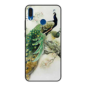 Ốp Lưng in cho Huawei Y9 2019 Mẫu Chim Công Hoa Trắng - Hàng Chính Hãng
