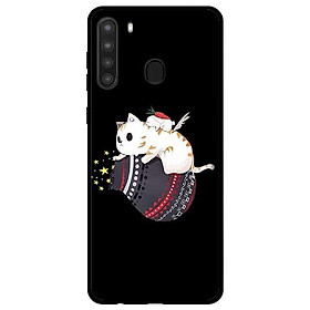 Ốp lưng dành cho Samsung Galaxy A21 mẫu Mèo Trắng Ôm Túi