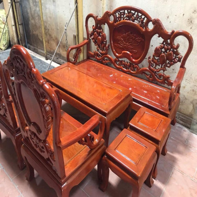 Bộ Bàn Ghế Đào Guột Gỗ Nhãn