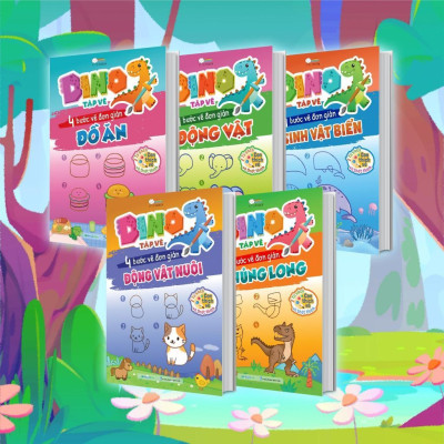Sách - Dino Tập Vẽ - 4 Bước Tập Vẽ Đơn Giản Cho Bé - 10 Trang Stickers - Megabook