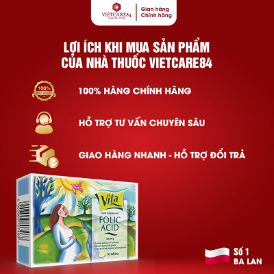 [Mua 2 tặng 1] Viên Uống Bà Bầu Folic Acid 400mcg Tablets | Giúp Bổ Sung Folic Acid - Nhập Khẩu Chính Hãng