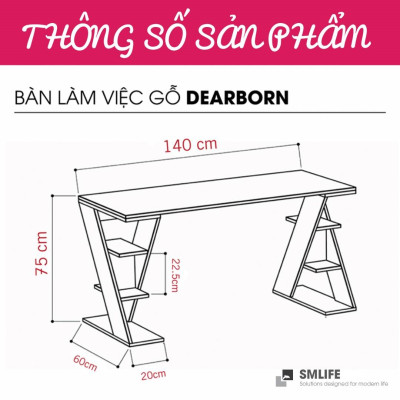Bàn Học Cho Bé Kiểu Dáng Nhỏ Gọn Tiện Dụng SMLIFE Dearborn