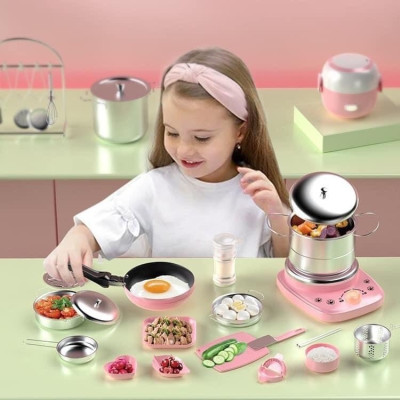 Đồ Chơi Nấu Ăn Cho Bé 48 Chi Tiết Có Tạo Khói, Đồ Chơi Nhà Bếp Nhà Bếp Cỡ Lớn Cho Bé Từ 2-6 Tuổi-Màu Hồng