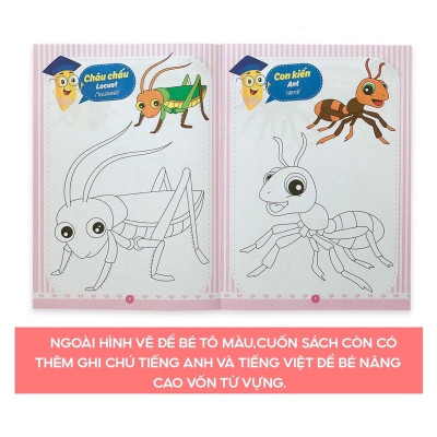 Sách- Combo 8 Cuốn Tô Màu Song Ngữ Anh Việt Cho Trẻ Từ 4-5 Tuổi (Bộ 8 cuốn)