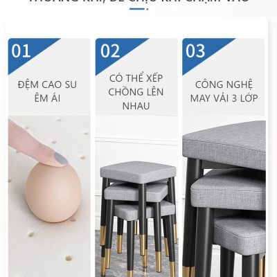 Ghể đẩu đa năng cho bàn làm việc bàn trang điểm phong cách hiện đại sang trọng - GN66