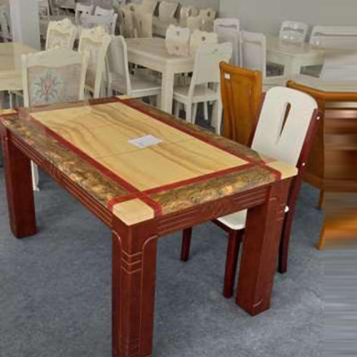 Bộ Bàn ăn gỗ sồi mặt đá Granite 1m4, bộ bàn ăn