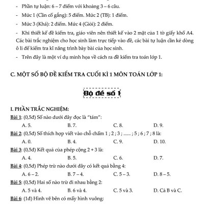 Bộ Đề Kiểm Tra Đánh Giá Năng Lực Học Sinh Lớp 1