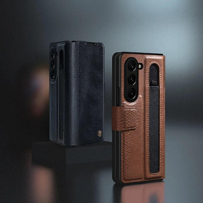Bao da cho Samsung Galaxy Z Fold 5 có ngăn đựng S-Pen hiệu Nillkin (bảo vệ máy cực tốt, chất liệu da thật cao cấp, thiết kế thời trang cá tính) - Hàng chính hãng