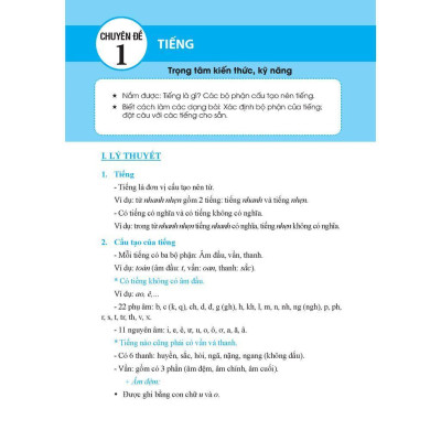 Sách - Trọng Tâm Kiến Thức Tiếng Việt - Luyện Thi Vào Lớp 6 - Tập 1 - Có Đáp Án - Minh Thắng