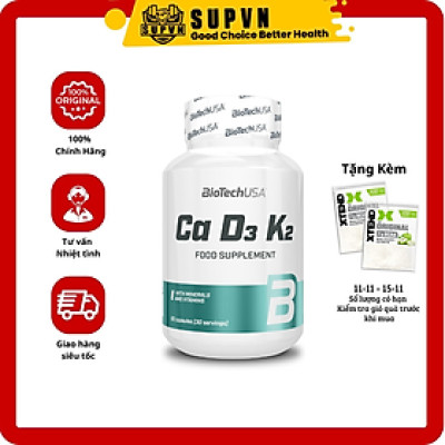 Biotech USA Ca D3 K2  (90 Viên) - Bổ Sung Canxi, Vitamin D3 K2