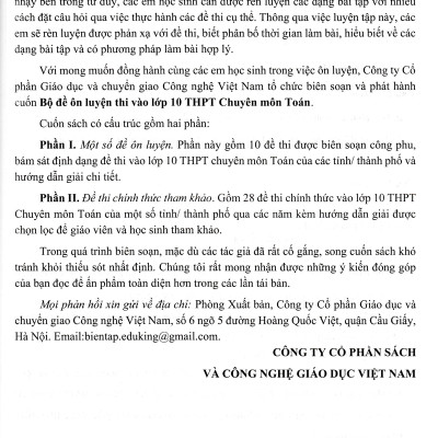 Bộ Đề Ôn Luyện Thi Vào Lớp 10 THPT Chuyên Môn Toán  _ EDU