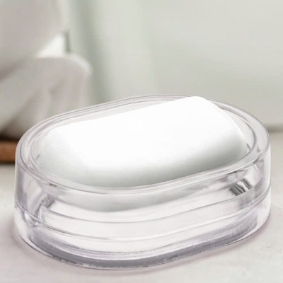 Khay hộp đựng xà bông cục nhựa VIỆT NHẬT - Trong suốt, có nắp, lỗ thoát nước, đáy chống trượt 