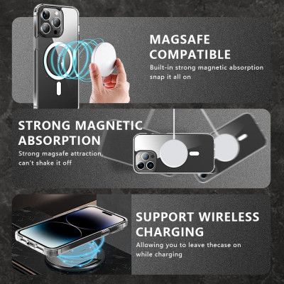 Ốp lưng từ tính Maqsafe cho iPhone 14 Pro Max hiệu X-Level Magic Magnets Series trong suốt, siêu mỏng 1.5mm, chống sốc, hỗ trợ sạc Maqsafe,  độ trong tuyệt đối, chống trầy xước, chống ố vàng, tản nhiệt tốt - Hàng nhập khẩu
