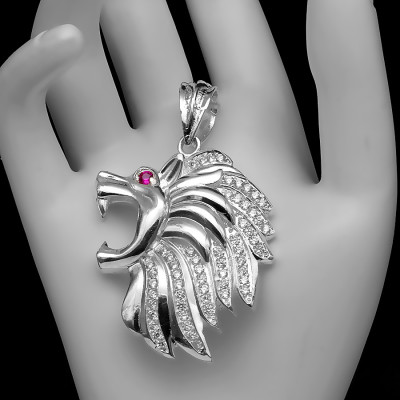 Mặt Dây Chuyền Nam Bạc Hiểu Minh MDN033S hình sư tử 4x5cm