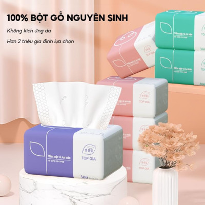 Thùng 30 gói giấy ăn rút Topgia 3 màu cao cấp 4 lớp dày dặn, mềm mịn