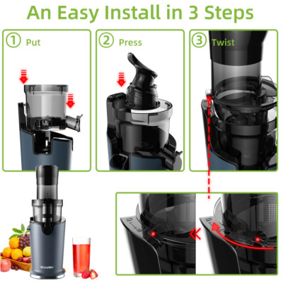Máy ép trái cây tốc độ chậm Biolomix SJ-017,  chất liệu vỏ nhựa Tritan an toàn, dễ vệ sinh- Hàng chính hãng