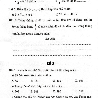 100 Đề Kiểm Tra Định Kỳ Toán 3 - Tập Một (Biên Soạn Theo Chương Trình Giáo Dục Phổ Thông Mới)