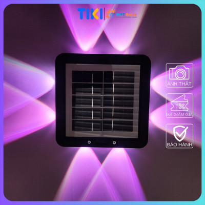 Đèn ốp tường hắt tường 4 đầu 8 tia năng lượng mặt trời HT08-RGB