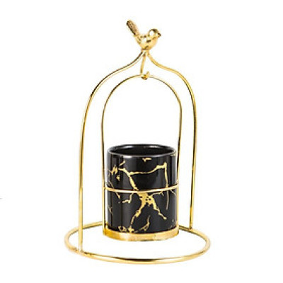 Giỏ Đựng Thìa Nĩa Xanh Cổ Vịt | Hũ Sứ Cắm Hoa Decor | Lẵng Xanh Sứ Vân Đá Lồng Chim Xu Hướng 2022 Có Lỗ Thoát Nước