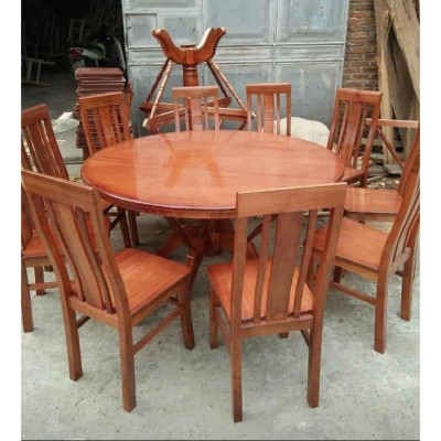Bàn ghế ăn gỗ xoan đào 10 ghế bàn tròn 1,6m