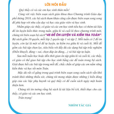 Sách - 45 Đề Ôn Luyện Và Kiểm Tra Toán 5 - Biên soạn theo chương trình GDPT mới - ndbooks