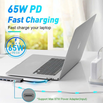 Bộ Chuyển Đổi Hub USB C Hub 8 Trong 1 Type C 3.1 Sang 4K RJ45 Đọc Thẻ SD / TF Cho MacBook Notebook Laptop Máy Tính - Hàng Nhập Khẩu