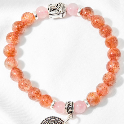 Vòng tay đá sunstones phối phật bạc Ngọc Quý Gemstones