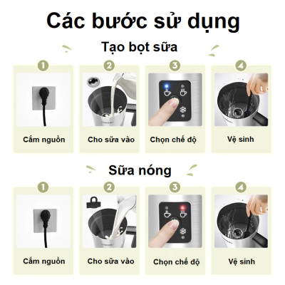 Máy tạo bọt sữa Nóng và Lạnh 4 trong 1 thương hiệu Mỹ HiBREW M3A cao cấp - Hàng Chính Hãng
