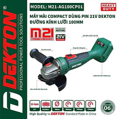 COMBO Máy Mài Góc Dùng Pin Dekton M21-AG100CP01 KÈM 1 PIN M21-B3000 + 1 SẠC M21-S20 DEKTON - KM_T8 -HÀNG CHÍNH HÃNG