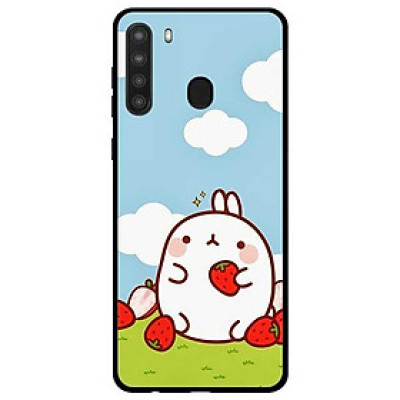 Ốp lưng dành cho Samsung Galaxy A21 mẫu Thỏ Mập Ăn Dâu