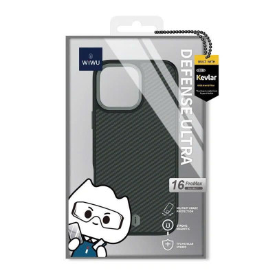 Ốp Lưng cho iPhone 16 Pro Max hiệu WI WU Kevlar Siêu Nhẹ Chống Sốc Theo Tiêu Chuẩn Quân Đội, Chống Bám Vân Viền Camera Kim Loại - Hàng chính hãng