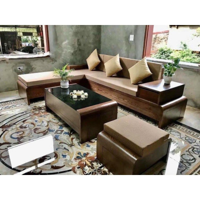 Bộ bàn ghế sô fa chân cong gỗ sồi nga