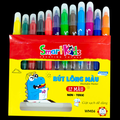 BÚT LÔNG MÀU 2 ĐẦU RỬA ĐƯỢC - SMART KIDS WM06 (12 màu/hộp)
