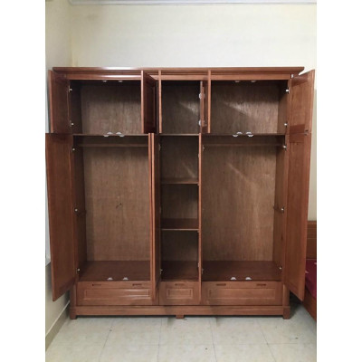 Tủ quần áo gỗ đinh hương 5 cánh 2 tầng