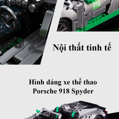 [Có Sẵn] Đồ Chơi Lắp Ghép Technic Xe Đua Porche 918 Spyder Với 1016 Chi Tiết, Đồ Chơi Mô Hình Siêu Xe Porche 918, Đồ Chơi Điều Khiển Từ Xa Xe Porche 918 Spyder Tay Cầm RC - Chính Hãng BABYBOSS.