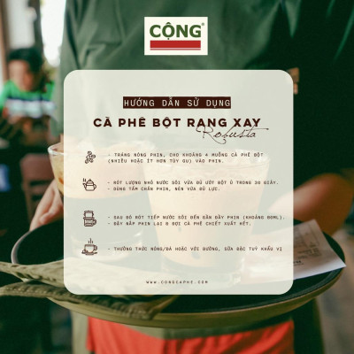 Cà phê bột 250gr pha phin 100% Robusta Cộng Cà Phê