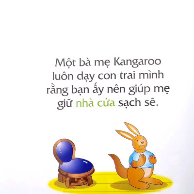 Sách Truyện Tranh Song Ngữ Việt Anh Cho Bé - Bạn Kanguru Sạch Sẽ