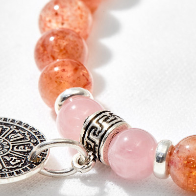 Vòng tay đá sunstones phối phật bạc Ngọc Quý Gemstones